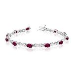 14K White Gold Oval Ruby Stones And