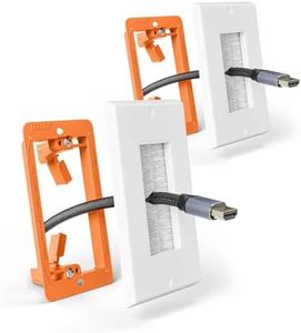 LEENUE Brush Wall Plate with Mounting Bracket, Cable Pass Through Decorator Cover for Low Voltage Wires, Single Gang Cord Hider for TV Home Theater System, White, 2 Pack