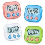 Magnetic Kitchen Timer Clock 4 PCS,Minute Cooking Timer,Digital Minute Countdown Timer,4 Color Magnetic Time Timer Alarm Clock for Kitchen Cooking Classroom Gym Study Teeth Cleaning Kids Children