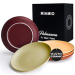 MIAMIO – Plates Set of 6 / Modern Plate Set Made of Ceramic/Stoneware - Palmanova Collection (26 cm, Magma Red)