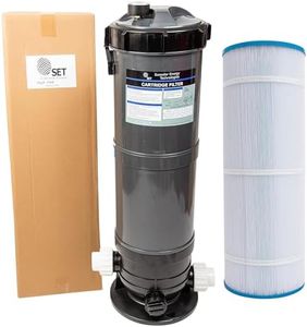Set SunSolar Energy Technologies Pool Cartridge Filter System 90SF Filter Area for Pools up to 15 000 Gallons. Union Fittings for 1.5" Pipe Included.