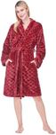 PAVILIA Red Womens Robes Lightweight Plus Size, Knee Length Plush Fluffy Shower Bathrobe for College Dorm Ladies, Soft Fuzzy Cozy with Pockets, 2XL/3XL