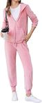 HOTOUCH Women's Lounge Set Sweatsuit Set Velvet Hoodie Sweatshirt & Sweatpants Velour Tracksuits Jogging Suits,L