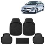 KINGSWAY Accessories Premium 5 Pcs PVC Car Floor Mat Compatible with Honda Civic Year 2006 to 2015, Waterproof, Anti Slip, All Weather Protection, Easy to Clean Car Foot Mats, Black 5G