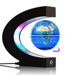 Magnetic Levitating Globe with 7-Color LED Lights, 360° Rotating Floating World Map Lamp, STEM Educational Night Light for Geography Learning, Cool Desk Decor & Unique Gift for Kids & Adults