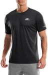 Men's UPF 50+ Sun Protection Dry Fit Workout T-Shirts Rash Guard Swim Shirts Moisture Wicking Tee for Athletic, Beach, Hiking (Black, 3XL)