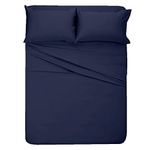 Short Queen Sheets for RV Camper - 400 Thread Count Cotton Bed Sheets,RV Short Queen Sheets (60 x 75), 4 Piece Set-Upto 15" Deep Pocket-RV Queen Sheets-Camper Sheets (Navy)