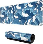 Japanese Wave Mouse Pad Blue and Wh