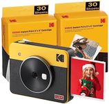 KODAK Mini Shot 3 Retro 3x3” Instant Digital Camera & Photo Printer, 38 Sheets, 2-in-1 Portable Print Camera, Bluetooth Smartphone Printer for iOS & Android, 4PASS Dye Sublimation, Yellow