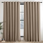 PONY DANCE Blackout Curtains for Bedroom - Mocha Thermal Insulated Curtains with Eyelet 2 Panels, Door Curtains 90-inch Width x 90-inch Drop Noise Reduce Curtains for Living Room/Hotel