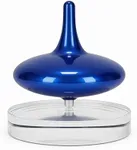 Hautech Kinetic Electric Spinning Top with Glass Base – 6+ Hour Infinite Spin | LED Light Show Desktop Sculpture for Focus, Calm & Creativity – Futuristic Desk Gadget Gift (Royal Blue)