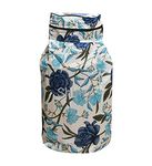 Shinzo Cotton Washable Brown Color Designed LPG Gas Cylinder Cover with Dustproof (Pack of 1, Blue Flower)