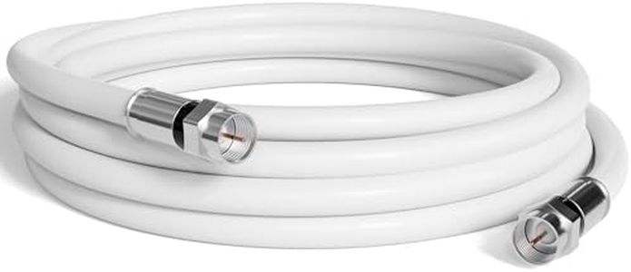 THE CIMPLE CO 1 Feet, White - Flexible RG6 Coaxial Cable with Weatherproof Connectors - Short - CL2 Coax TV Cable - Dual-Shielded - (0.3 Meter)