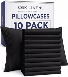 King Pillow Cases Set of 10 - Ultra Soft Hotel Quality Pillowcase Covers - Comfy & Wrinkle Free - Shrink, Stain and Fade Resistant - Easy-Care, Machine Washable Pillow Protectors - 10 Pcs Set - Black