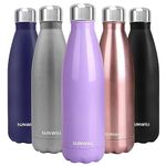 SUNWILL Water Bottle, Insulated Stainless Steel Sports Bottle 500ml, Reusable Vacuum Thermal Water Flask, Double Wall, Lavender Gloss Finish for Hot and Cold Drinks