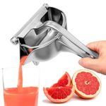 ROMINO Big Hand Press Metal Lime Juicer Machine Aluminium Steel Manual Fruit Squeezer Citrus Orange Juicer Instant Heavy Duty Multipurpose For All Fruits, Ergonomic Handle Design Metal Gap - Silver