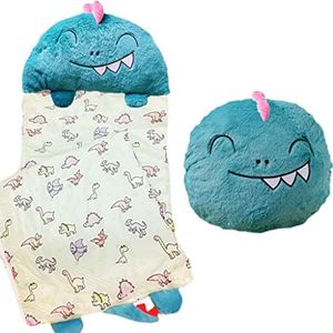 Nalexmi Dinosaur Kids Sleeping Bag Boys, Animal Bags, Sleepy Sack, Comfy, Cozy, Compact, All Season, Sleeping Bag with Pillow, Soft Pillow, Nap Mat. Warm Cotton, Size 63''*24''(Green Dino)