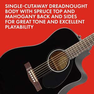 Fender CD-60SCE Acoustic-Electric Guitar, Black Dreadnought