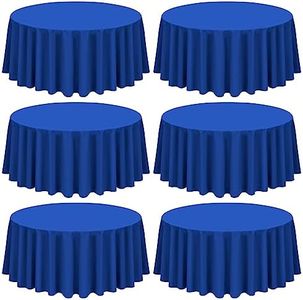 Showgeous 6 Pack Royal Blue Round Tablecloth 90 Inch Round Table Cloth Washable Polyester Tablecloths for Round Tables Decorative Fabric Round Table Cover for Dining Wedding Party Banquet Buffet