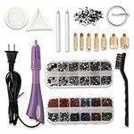 Hotfix Applicator, Hotfix Rhinestone Applicator Wand Setter Tool Kit Include 7 Different Sizes Tips,2 Pencils,Stand,Tweezers & Brush Cleaning Kit and 2 Boxes of Hot-Fix Crystal Rhinestones