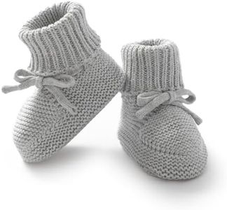 Hadetoto Baby Booties Newborn First Walkers Cozy Shoes Warm Knit Soft Booties for Toddler Infant Boy Girl