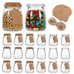 Betrome 7oz Glass Jars, 20 Pack 200ml Yogurt Jars with PE Lids and Cork Lids, Clear Pudding Jars Glass Favor Jars Containers for Spice, Jam, honey, Wedding Favors, DIY and Art