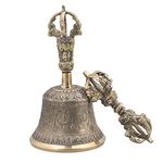 BQLZR Medium Size 78mm Dia Golden Tibetan Hand Bell Meditation & Prayer Bells Vajra