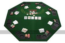Octagonal Poker Table Top - 8 Player Folding Tabletop Poker - 125cm - Home Poker Table - Casino Games and Equipment