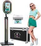 MWE Magic Mirror Photo Booth Touch Screen with Printer and 1200W Pixel 4K HD Camera,RGB Surround Light Music Sync,Mirror Video Booth with Software APP Remote Control (16in+Printer)