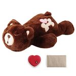 PetPrime Dog Heart Beat Puppy Plush Rabbit Toy - with Warmer Bag Pet Soft Anxiety Puppy Relief Toy for Puppy Dogs Heartbeat Stuffed Animal Puppy Sleeping Buddy Anxiety Dog Toy (Brown Bear)