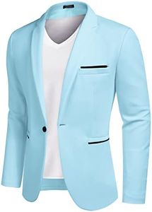 COOFANDY Mens Cotton Casual Lapel Blazer Jacket Lightweight Sport Coat Sky Blue