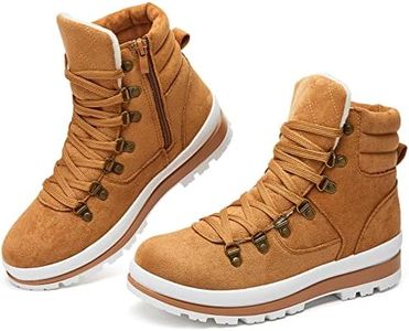 FRACORA Womens Combat Boots Lace Up Ankle Boots Winter Snow Boot Side Zipper Fashion Booties…, Wheat, 8