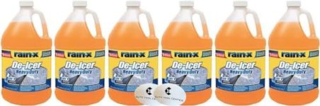 6 Pack Rain X Heavy Duty De-icer Windshield Washer Fluid Effective To -25 Degrees Fahrenheit, Orange, 1 Gallon, Reduces Frost, Ice, & Snow On Windshield; With Stickers. NOT FOR SALE IN CA, AZ, TX, GA