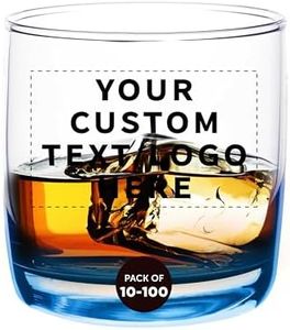 Custom Whiskey Glasses 10 oz Set of 100, Personalized Bulk Pack - Heavy Base Old Fashioned Glass, Perfect for Scotch, Bourbon, Whiskey, Cocktail - Blue