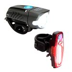 NiteRider Swift 500 Front Bike Light Sabre 110 Rear Bike Light Combo Pack- USB Rechargeable Bicycle Headlight LED Front Light Easy to Install Water Resistant Road Commuting Cycling Safety Flashlight