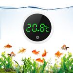 ORIA Aquarium Thermometer, LED Display Fish Tank Thermometer Stick-on, 0.1℃ High Accuracy Digital Thermometer with Touch Buttons, Replaceable Battery for Turtle Tank&Tropical Glass Aquarium