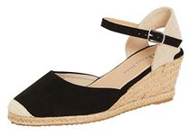 Lora Dora Womens Hessian Wedge Sandals Black with Memory Foam 6 UK