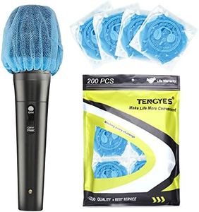 200 PCS (100 Pack) Microphone Hygiene Covers Disposable Non-woven Handheld Mic Mike Cover Windscreen Protective Cap for KTV Karaoke Recording Room News Gathering（Blue）
