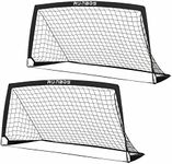RUNBOW 6x4 ft Portable Kids Soccer Goal for Backyard Practice Soccer Net with Carry Bag (6x4 FT, 2 Pack, Black)