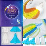 ORIGLAM Space Shuttle & Rocket Bath Bombs for Toddler Boys, 4 XL Rainbow Bath Bombs for Kids Bubble Bath, Natural & Organic Kids Bath Bombs Kit, Easter Basket Stuffers for Kids Birthday Gifts for Men