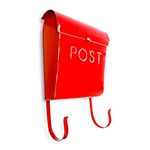 NACH TH-10019 Wall Mounted Euro Aged Rustic Mailbox with Newspaper Holder, Rustic Red, 12 x 11.2 x 4.5 Inches