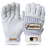 Franklin Sports MLB Baseball Batting Gloves - Pro Classic Batting Gloves for Baseball + Softball - Adult Men's + Youth Batting Glove Pairs - White + Gold - Adult Large