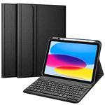 FINTIE Keyboard Case Compatible with iPad 10th Generation (2022) 10.9 inch, Magnetically Detachable Wireless Bluetooth Keypad with Slim Stand Cover, QWERTY UK Layout, Black