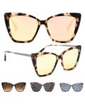DIFF Becky II Designer Cat Eye Sunglasses for Women UV400 Polarized Protection, Himalayan Tortoise + Toupe Flash Mirror