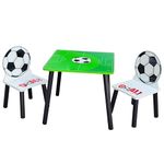 URBNLIVING Kids Wooden Table & 2 Chairs Themed Set Furniture for Play Room Study Desk Toddlers Junior (Football)