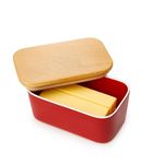 Sweese Large Butter Dish with Lid for Countertop, Airtight Butter Keeper Holds Up to 2 Sticks of Butter, Porcelain Butter Container for Kitchen Decor and Accessories for Kitchen Gift, Red