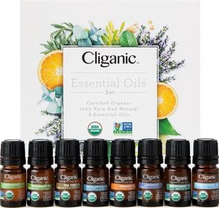 Cliganic Organic Essential Oils Set - Top 8, 100% Pure Natural - Peppermint, Lavender, Eucalyptus, Tea Tree, Lemongrass, Rosemary, Frankincense & Orange | Cliganic 90 Days Warranty