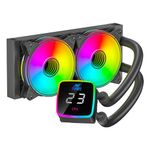 Ant Esports ICE Flow 240 ARGB 240mm ARGB Liquid Cooler/AIO with Display - Black | Support Intel & AMD CPU Socket AM5, AM4, AM3, LGA1700, 1200, 2066, 1151 | Evaporation-Proof Tubing | Dual-Chamber Pump