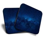 2 x MDF Coasters - Dark Blue Night Sky Space Milky Way Galaxy Clouds - Kitchen New Home Gift #15521