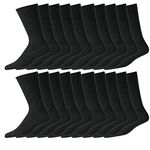 20 Pairs Mens Cotton Rich Sport Socks Work Socks Full Cushion for Comfort Shoe, Black, Shoe 7-12 pack 20